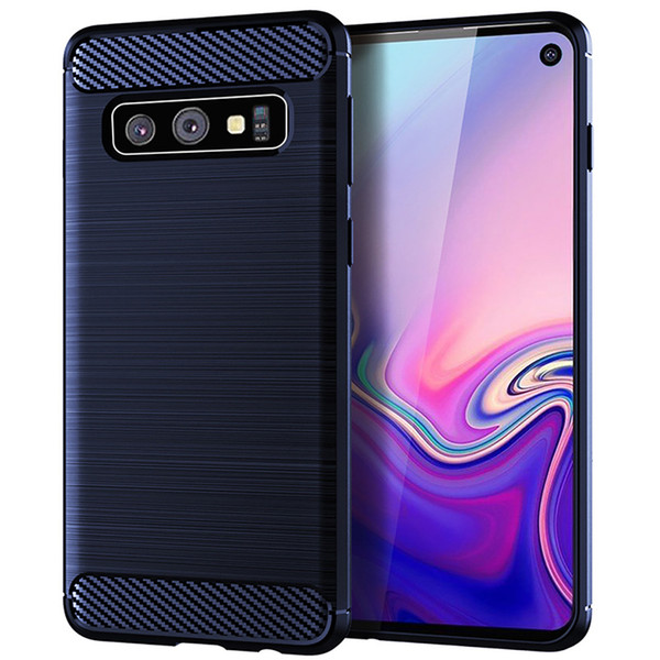 For Samsung Galaxy S10 Plus S10e 5G M10 M20 M30 A40 A20 A10 A30 A50 Case Carbon Fiber Brushed Soft Gel TPU Skin Phone Back Silicon Cover