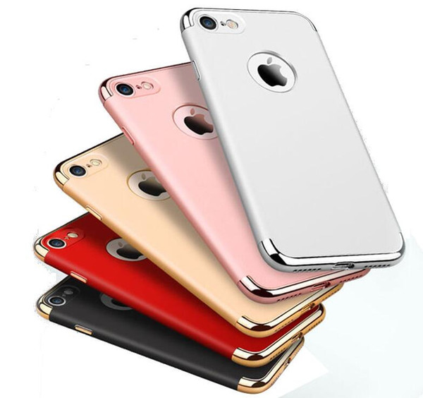 3 in 1 Luxury Fashion For iphone X/iphone 7 Plus 5 5s 6 6s Plus iphone 8 Plus Plating Hard Case Slim Armor PC Hybrid Back Cover