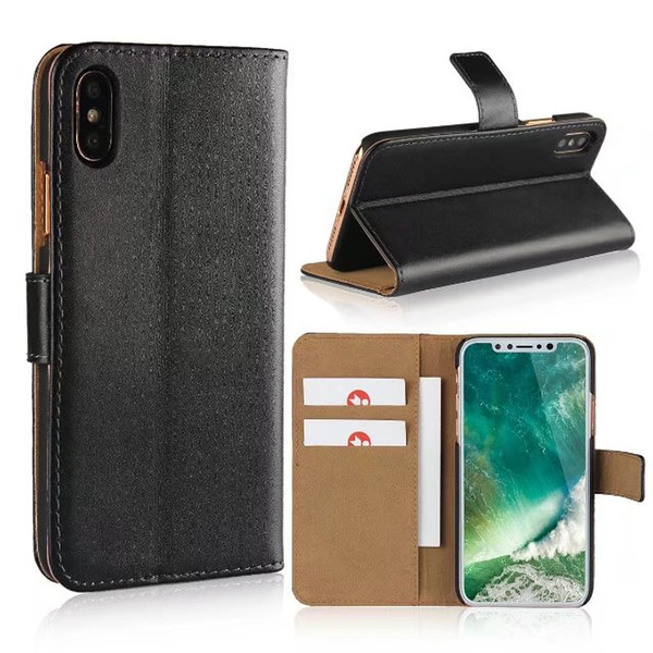 For iphone X XR & iphone XS Max Wallet Case,New Book Style Stand Genuine Leather Cases Card Flip Cover For Apple iphone 8 PLus Cases