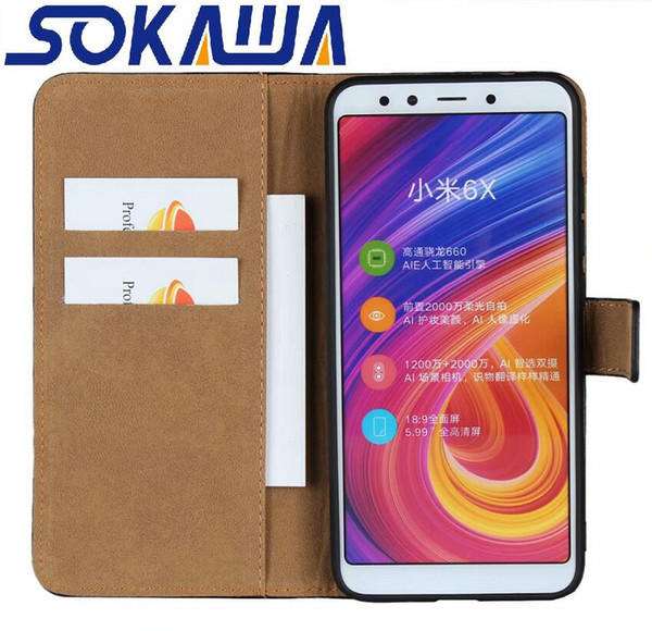 For Xiaomi Redmi Note 5 Pro & Redmi S2/Mi Mix 2S/Mi A2/Mi 6X Flip Case Genuine Leather Book Kickstand Protection Card Shell Wallet Cover