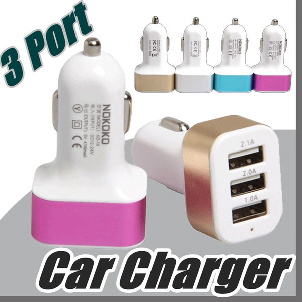 2017 Car Charger 3-port Rapid USB Car battery Chargers Cigarette Charger Adapter for Apple Iphone 6/6+/6s/6s+/5/5s/5c Ipad Air Mini O-SC