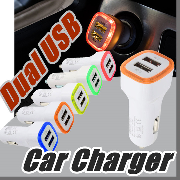 Rocket Design LED light 5v 2a Dual USB Car Charger adapter For iPhone 6 6S 7 Plus Samsung Galaxy S7 Universal