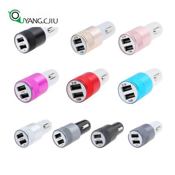 Factory direct-selling small steel gun metal car charged with double USB aluminum alloy car charged with 2.1A dual U car charger Electronics
