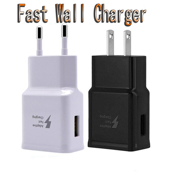 Tope Quality Fast Charger Travel Wall Chargers Fast Charging Adapter US EU Plug For Samsung Galaxy S6 S8