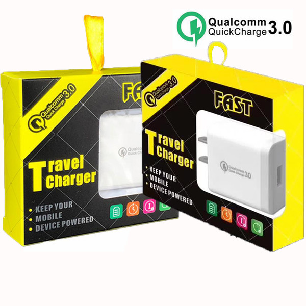 QC 3.0 Fast Charge Adapter Quick Charge Single Wall Charger 5V 2.4A 9V 1.8A Power Adapter Home Charger Dock Traver adapter with US EU PLUG