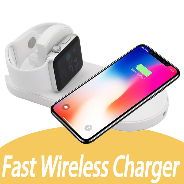 2 in 1 Fast Qi Wireless Charger wireless charger With Cable For iWatch Apple Watch Samsung Galaxy S6 S7 S8 Plus iPhone 8 Plus X