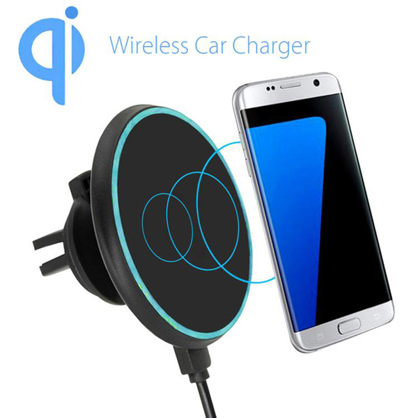 Qi Magnetic Wireless Car Charger Charging Air Vent Mount Holder 360°rotating adjustment 5V/2A for iPhone 8 X Samsung Galaxy S8 with package