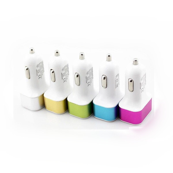 Mullti Port 3 USB Car Charger Multiple Port Colorful Genuine 4.1A Universal for iPhone X iPad for Samsung Galaxy for Blackberry MP3