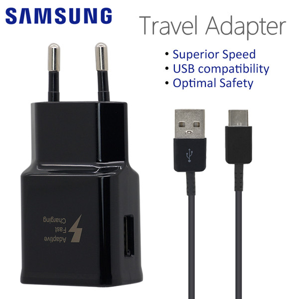 SAMSUNG Original Fast Wall Charger US EU Plug for Galaxy S8 S8+ S9 Note 8 9 Adaptive Fast Charge 9V 1.67A USB Type-C Cable 1.5m