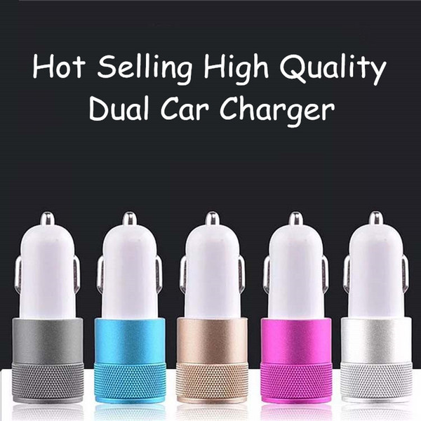 Dual USB Port Car Adapter Charger Universal Aluminium 2-port 3 ports Car Chargers USB For Iphone7 Plus Samsung Galaxy S8 LG G6 Oneplus3