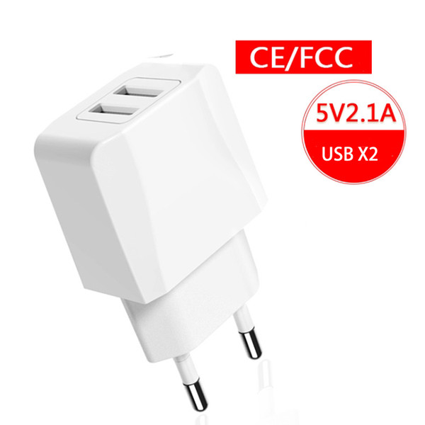 Metal Dual USB Wall Charging Charger US EU Plug 2.1A AC Power Adapter Wall Charger Plug 2 port for Iphone Samsung Galaxy Note LG Tablet Ipad