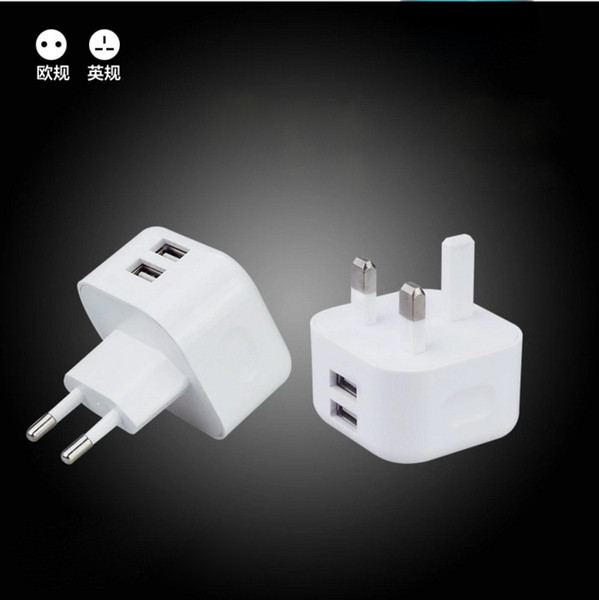 Metal Dual USB Wall Charging Charger US EU Plug 2.4A AC Power Adapter Wall Charger Plug 2 port for Iphone Samsung Galaxy Note LG Tablet Ipad
