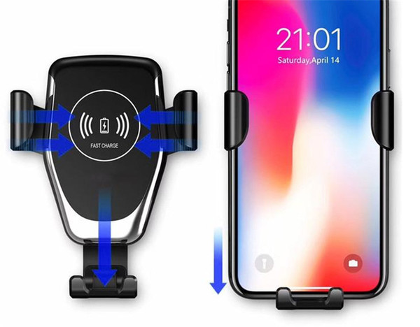 High quality Gravity auto car phone holder mount qi wireless charger compatible for iphone x 8 Samsung all enabled phones charger