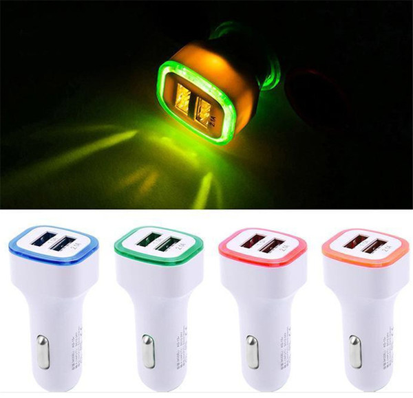 5V 2.1A Dual USB Ports Led Light Car charger Adapter Universal Charging Adapter for iphone Samsung S9 Note8 HTC LG Cell phone