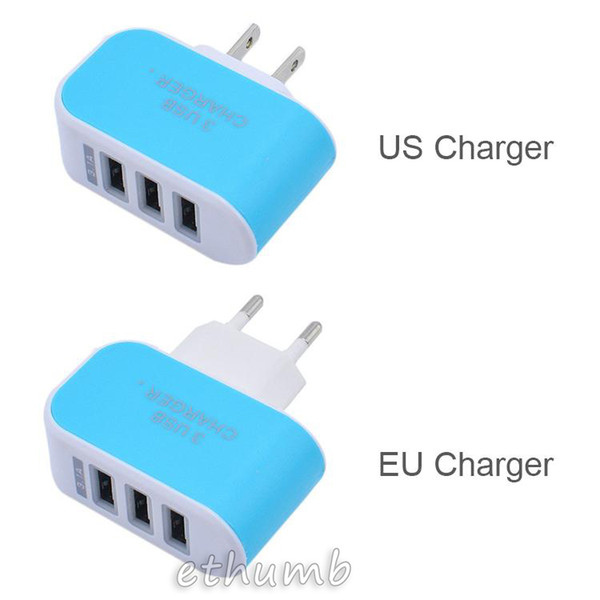 2017 NEW 3Port Fast Charging USB Charger 3.1A Triple USB Port Wall Home Travel AC Charger Adapter US EU Plug For Android and iOS