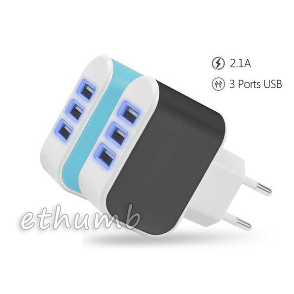 For iPhone 6 7 Plus 3Port Fast Charging USB Charger 3.1A Triple USB Port Wall Home Travel AC Charger Adapter US EU Plug For Android and iOS