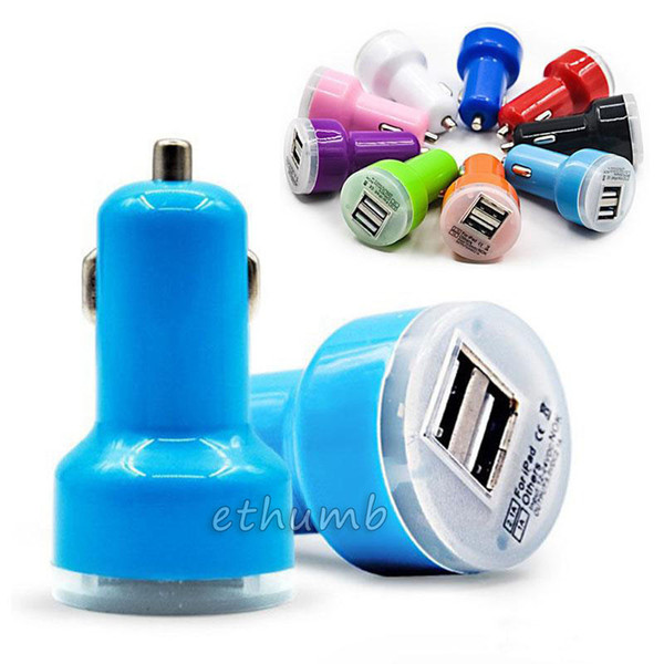 For Iphone 6 Travel Adapter Car Charger 2 dual Ports Colorful Micro USB Car Plug USB Adapter For Iphone 6 Iphone 6 Plus