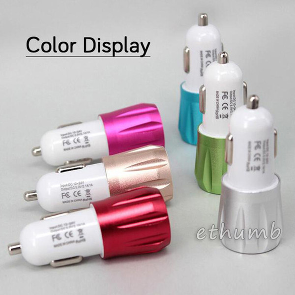 Dual USB car Charger metal Smart Car Chargers Adapter 2 port usb car charger For ipad iphone 6s 7 samsung s7 cell phone