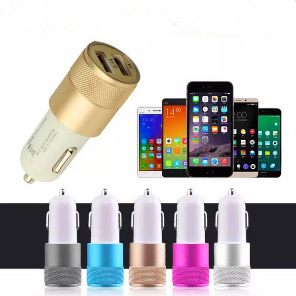 Dual USB Metal Car Chargers Charging Universal Charging Adapter 3.1A Small Steel Cannon Mini Auto Charger For iP 8 XS Samsung S8 Tablet