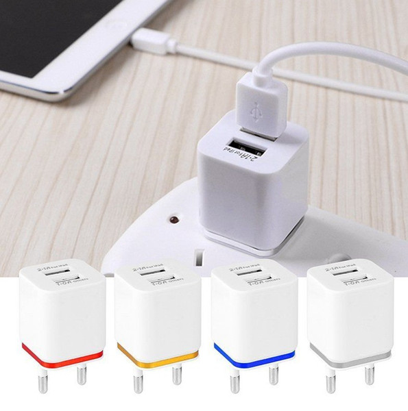 Dual USB Cell Mobile Phone Charger 5V2.1A/1A EU US Plug Wall Power Adapter for ipad iPhone Samsung HTC Cell Phones 2Ports