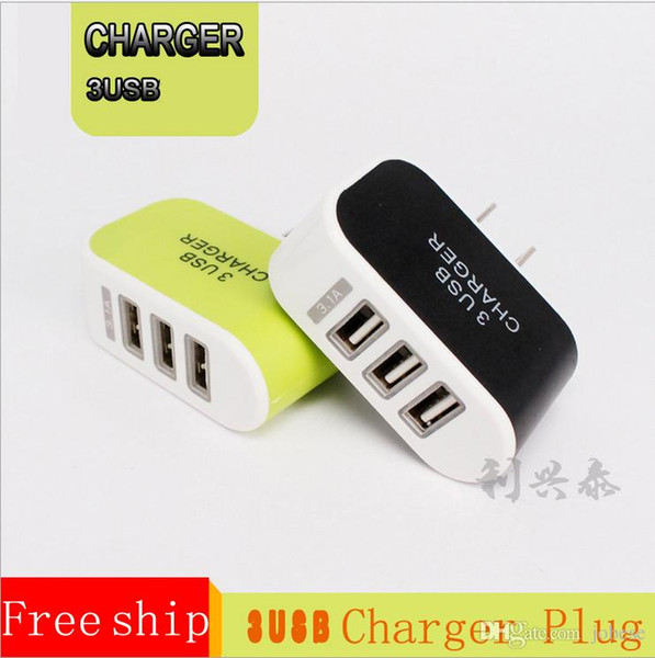 Metal Dual USB wall US plug 2.1A AC Power Adapter Wall Charger Plug 3 port for samsung galaxy note LG phone tablet ipad