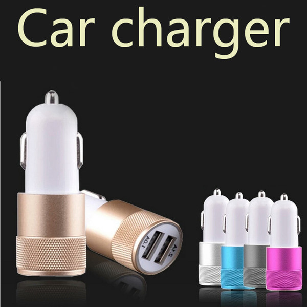 Best Metal Dual USB Port Car Charger Universal 12 Volt / 1 ~ 2 Amp for Apple iPhone iPad iPod / Samsung Galaxy / Motorola Droid Nokia Htc