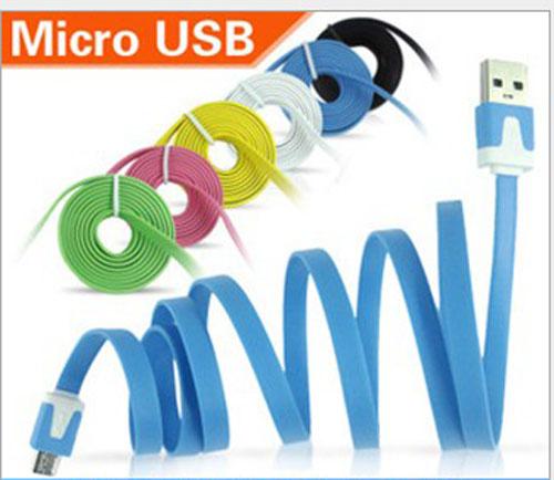 Free shipping Noodle Micro 1M USB Sync Data&Charge Cable For HTC Samsung Galaxy S3 I9300Galaxy Note 2 N7100 100pcs