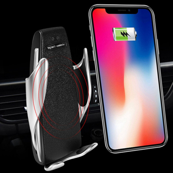 S5 Automatic Clamping Wireless Car Charger For iphone Android Air Vent Phone Holder 360 Degree Rotation Charging Mount Bracket DHL