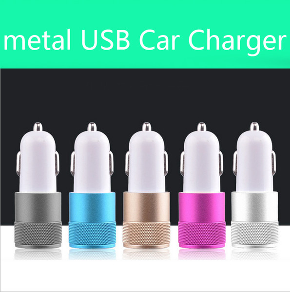 Best Metal Dual USB Port Car Charger Universal 12 Volt / 1 ~ 2 Amp for Apple iPhone iPad iPod / Samsung Galaxy / Motorola Droid Nokia Htc