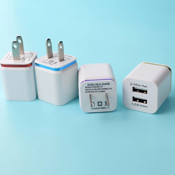 Dual USB Wall Charger 5V 2A Travel AC Adapter US EU Plug Universal For Iphone 6 Samsung Galaxy S6 S7 HTC LG Sony Mobile Smart Phone Colorful