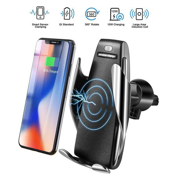 S5 Automatic Clamping Wireless Car Charger Holder Receiver Mount Smart Sensor 10W Fast Charging Charger for iPhone Samsung Smartphones