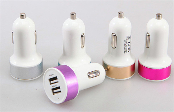 Universal Car Charger 2.1A Dual USB 2 Ports Metal Car Charger Adapter for iPhone iPad Samsung Smart Phone