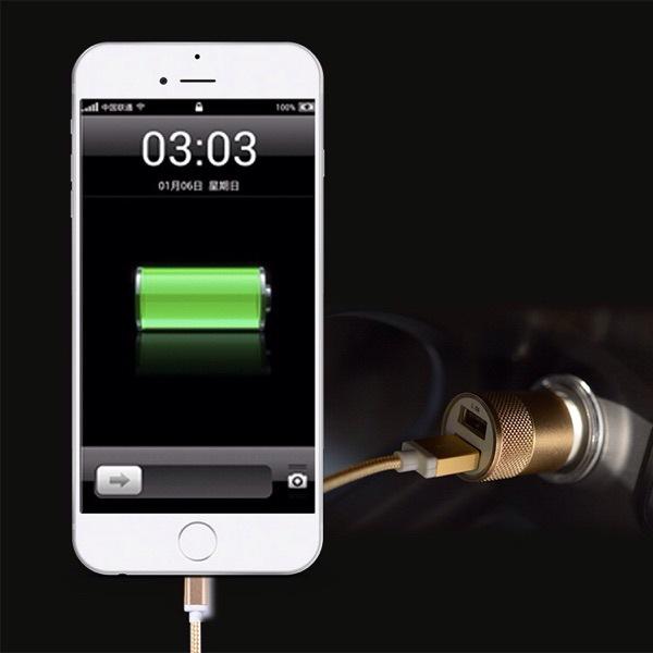 Best Metal Dual USB Port Car Charger Universal 12 Volt / 1 ~ 2 Amp for Apple iPhone iPad iPod / Samsung Galaxy Droid Nokia Htc