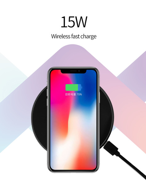 New 15W wireless fast charger 09 For Iphone X 8Plus and Samsung S8 S8 Pluse Fast Charging Pad Mini Ultra-Slim Wireless Charger