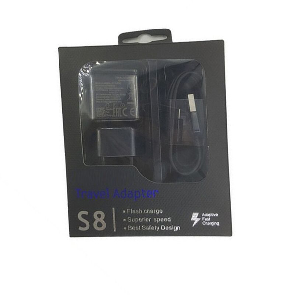 S8 Adaptive Fast Charger 2in1 EU/US Wall Chargers Home Adapter for Samsung Galaxy S8 plus with 1.2M type C usb cable