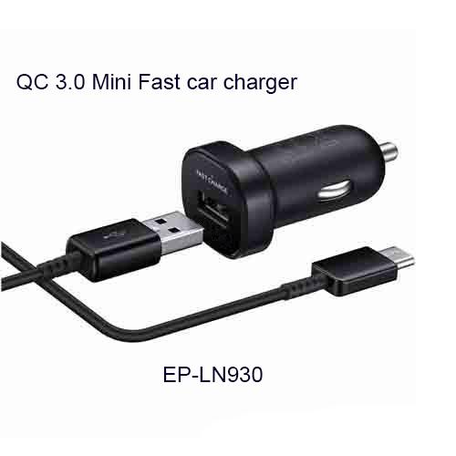 QC 3.0 Mini Car Charger S8 5V 9V 2A Fast Charging Adapter EP-LN930 Quick Car Charger for Samsung Galaxy S8 1.2M type C Cable