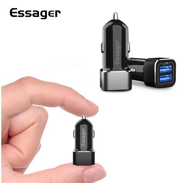 Essager Dual USB Car Charger For iPhone Xs Max Xr Samsung Xiaomi Mi 2.4A Fast Car Charging Adapter Mobile Phone Car USB Charger