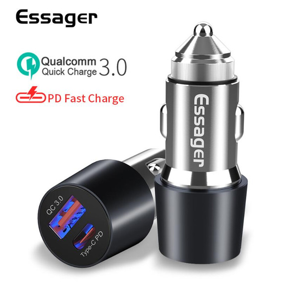 Essager 36W PD+Quick Charge 3.0 Car Charger for iPhone Xs Max USB C Car Charger for Samsung S9 Car Charging Mobile Phone Charger