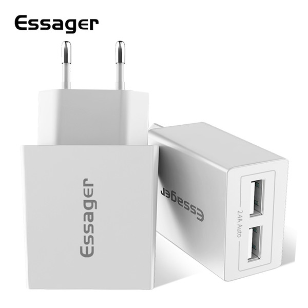 Essager Dual USB Charger For iPhone Samsung Xiaomi EU Plug Universal 2.4A Travel Wall Charger Power Adapter Mobile Phone Charger