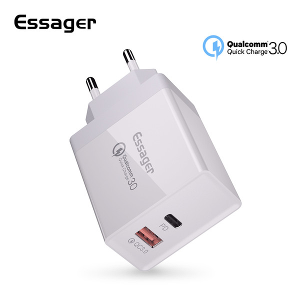 Essager 36W Quick Charge 3.0 USB Charger QC3.0 QC PD Turbo Fast Charger Travel Wall Mobile Phone Charger For iPhone Xiaomi mi 9