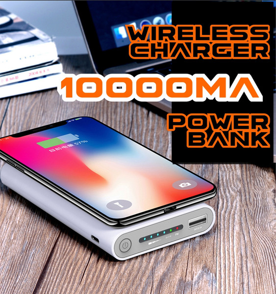 2018 Hot sell 10000mA Wireless Charger Power Bank for iphone 7/8/X samsung galaxy s7/s8 10000 mAh Portable Powerbank Mobile Phone Charger