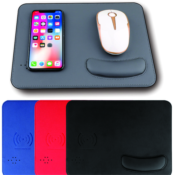 Luxury Qi Wireless Charger Mouse Pad Wrist Rests Mat Multi-function PU Leather Mouse Mat for iPhone 8 Plus iPhone X with Retail Package