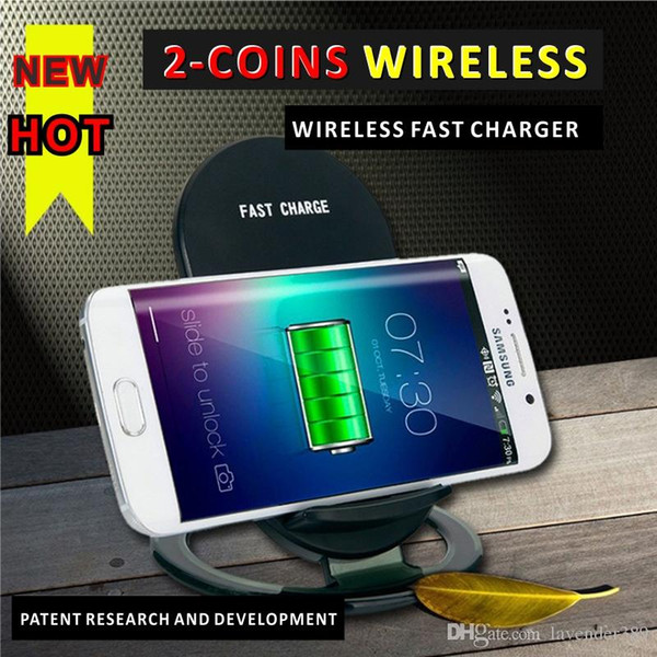 Fast 2 Coils Desktop Dock Qi Wireless Charger Holder Stand For Samsung S6 S7 edge S8 Plus note8 Iphone 8 plus X Universal Charger retail box