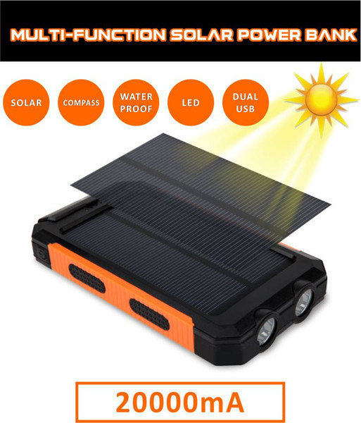 Dustproof Wat
8000
erproof Solar Power Bank 20000mah Bateria Portable Charger Power bank With LED Light SOS Compass logo customer