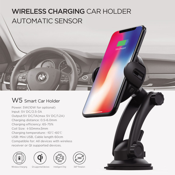 Automatic Sensor smart car wireless charging bracket Wireless Car Charger with latest technology Infred Sensor Stable Car charging bracket