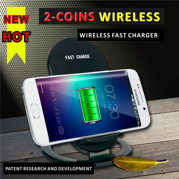 Fast 2 Coils Desktop Dock Qi Wireless Charger Holder Stand For Samsung S6 S7 edge S8 Plus note8 Iphone 8 plus X Universal Charger retail box