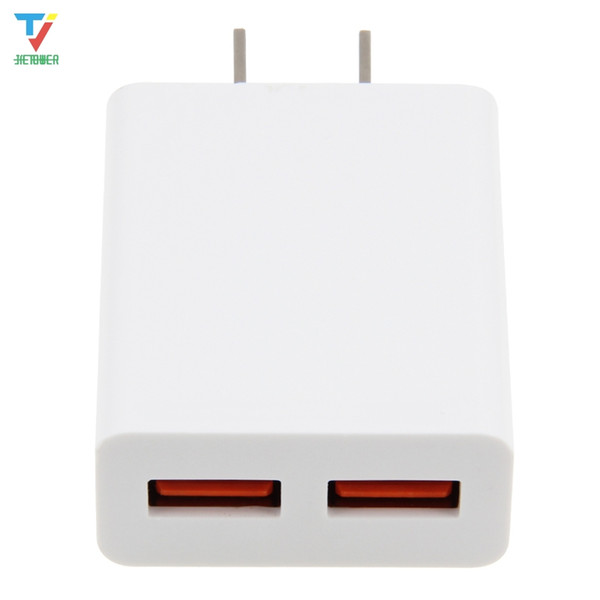 100pcs/lo t5V 2.1A US Plug 2 USB Ports Wall Charging Travel Charger White USB Power Adapter for Apples Iphone Xiaomi Huawei Honor