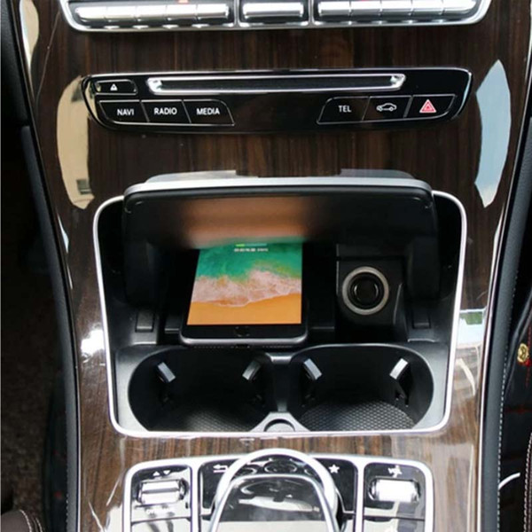 Free Shiping Manufacturer Provides Straightly Easy to install Center Console Modification QI Mercedes Benz Wireless Phone Charging C Class