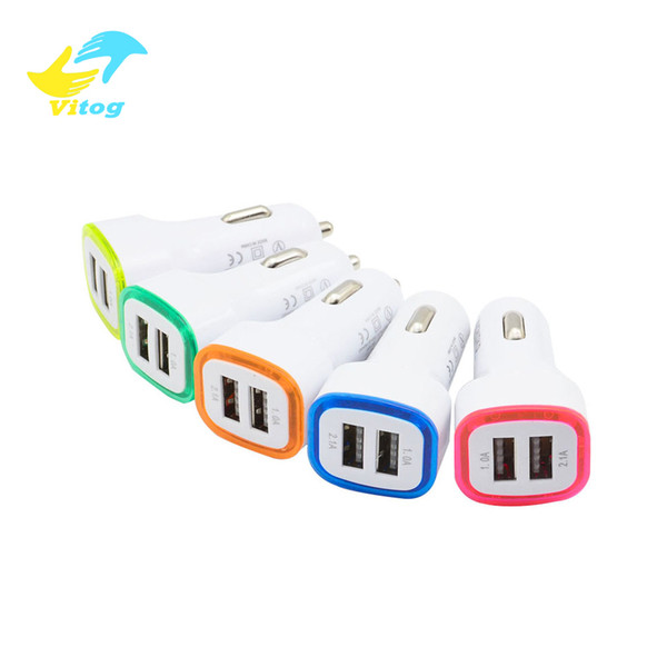 Vitog LED Dual Usb Car Charger Vehicle Portable Power Adapter 5V 1A For Samsung S8 Note 8 charger