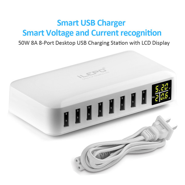 iLepo USB Charger 5V2.4A Universal Phone Chargers 8Ports USB Smart Charger Station for Huawei Samsung iPhone EU UK USA Plug